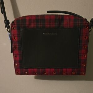 Charles & Keith Red and Black Plaid Bag